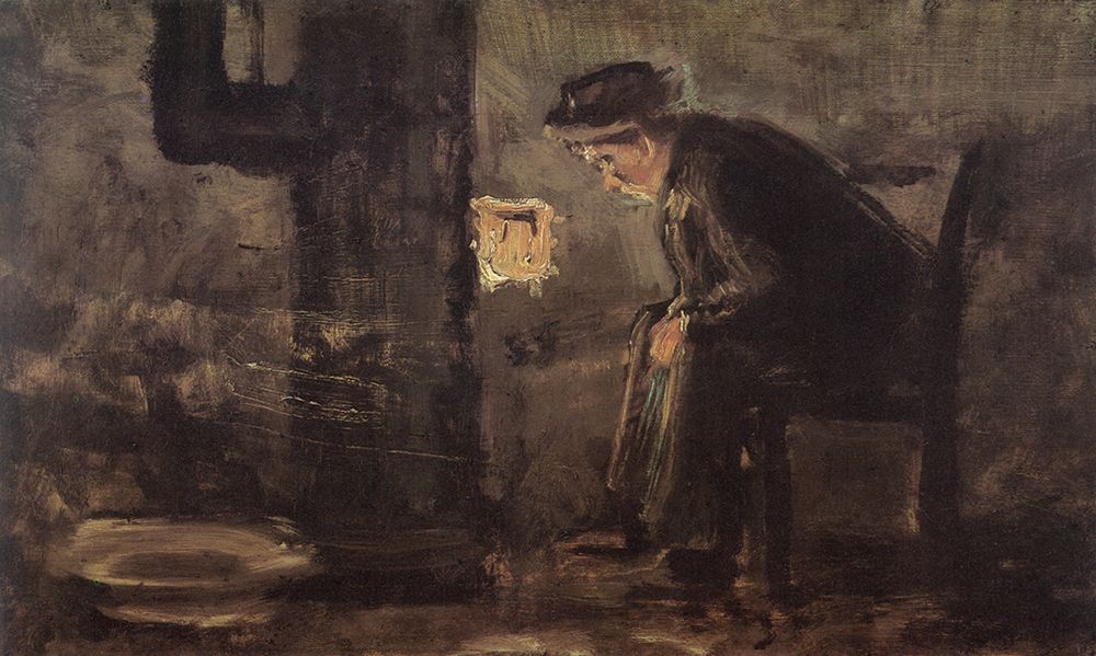 Man Seated by the Stove art print by Laszlo Mednyanszky for $57.95 CAD