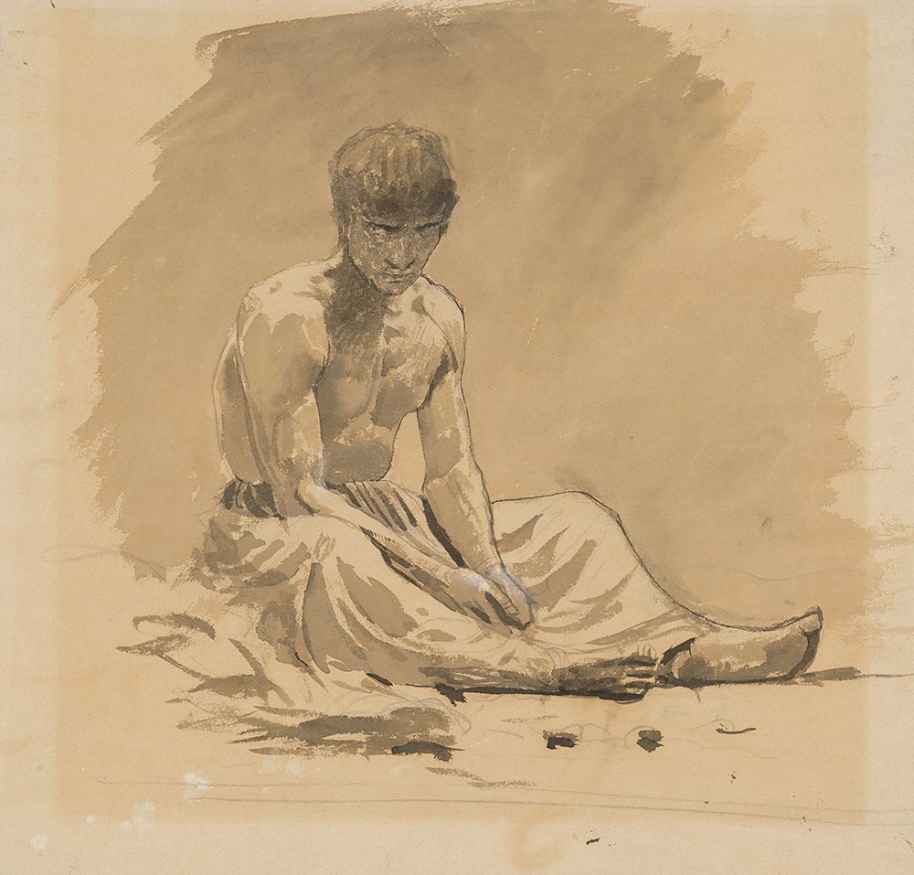 Man Sitting Half-naked art print by Laszlo Mednyanszky for $57.95 CAD