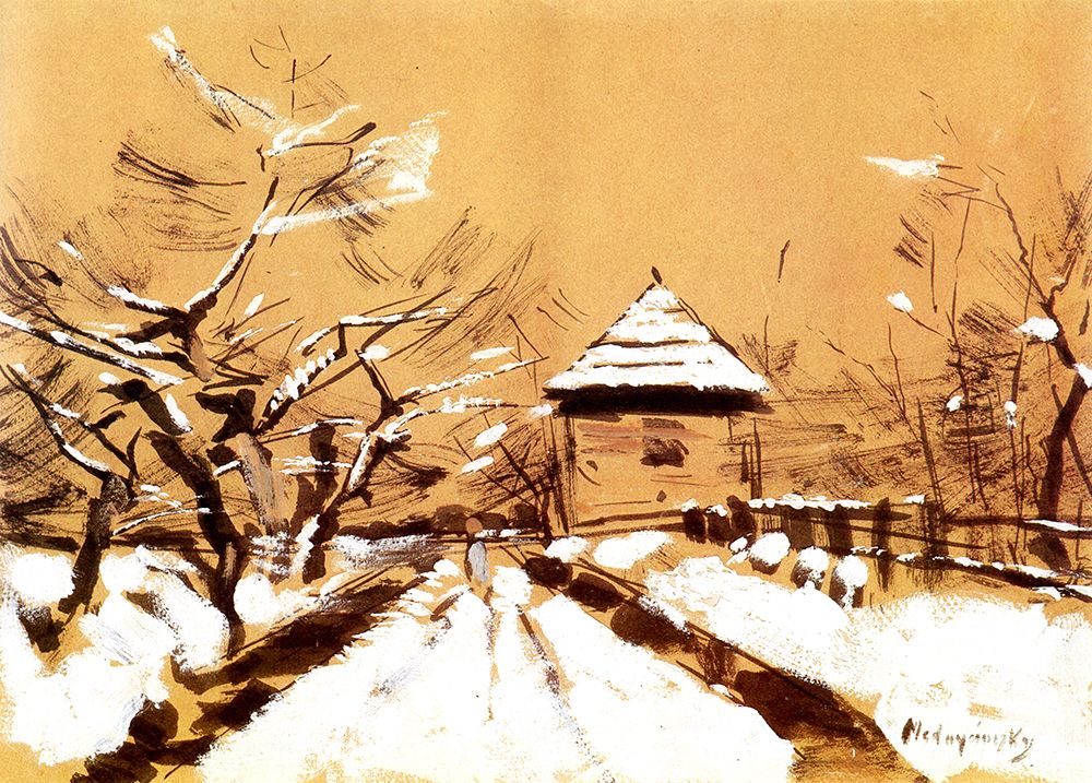 Small Snowy Landscape ca 1912 art print by Laszlo Mednyanszky for $57.95 CAD
