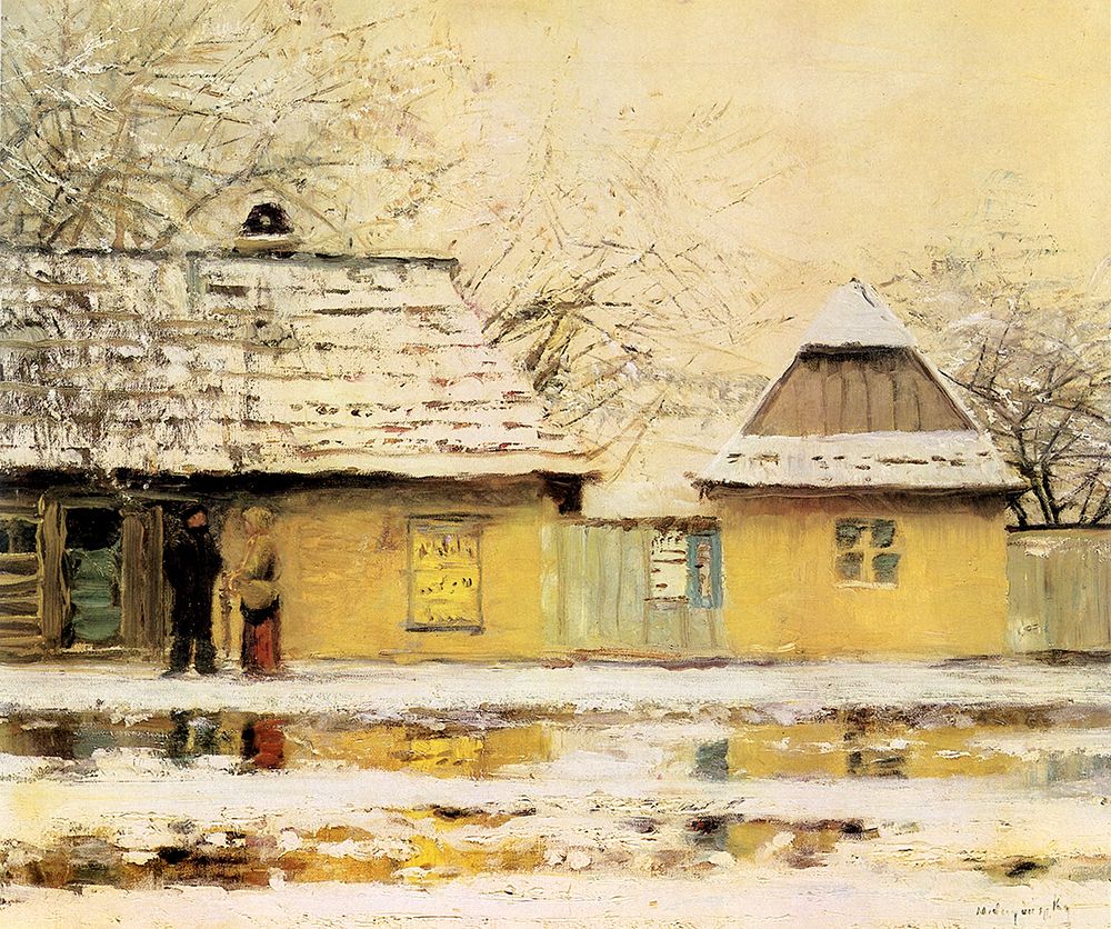 Village Street in Winter art print by Laszlo Mednyanszky for $57.95 CAD