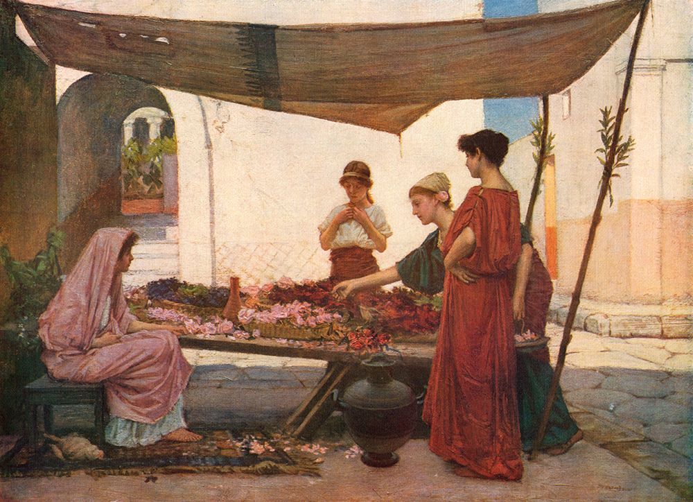 Grecian Flower Market art print by John William Waterhouse for $57.95 CAD