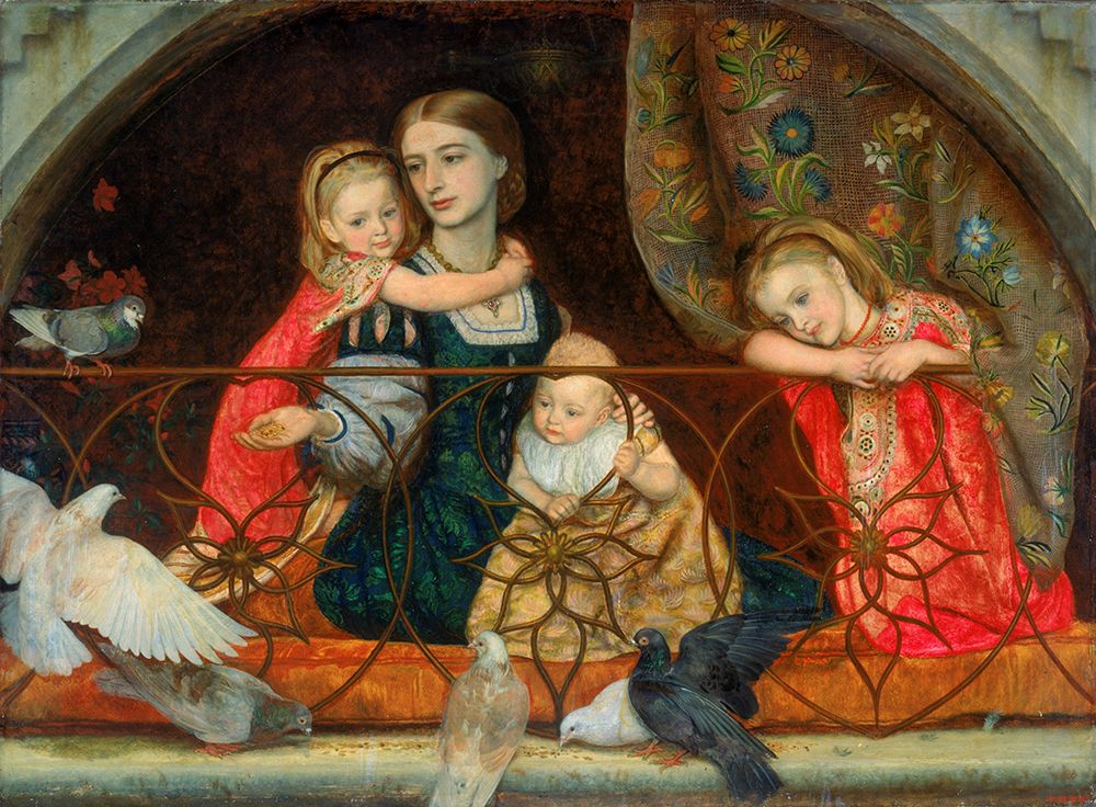Portrait of Mrs Leathart and Her Three Children 1863 art print by Arthur Hughes for $57.95 CAD