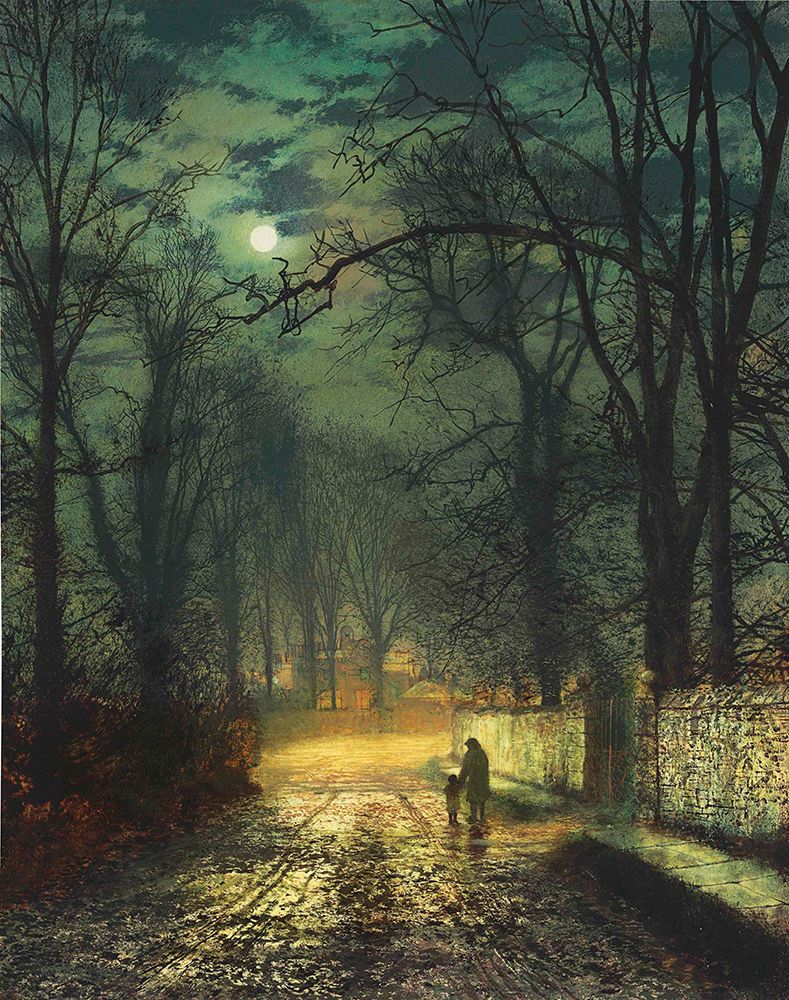 A Moonlit Lane 1874 art print by John Atkinson Grimshaw for $57.95 CAD