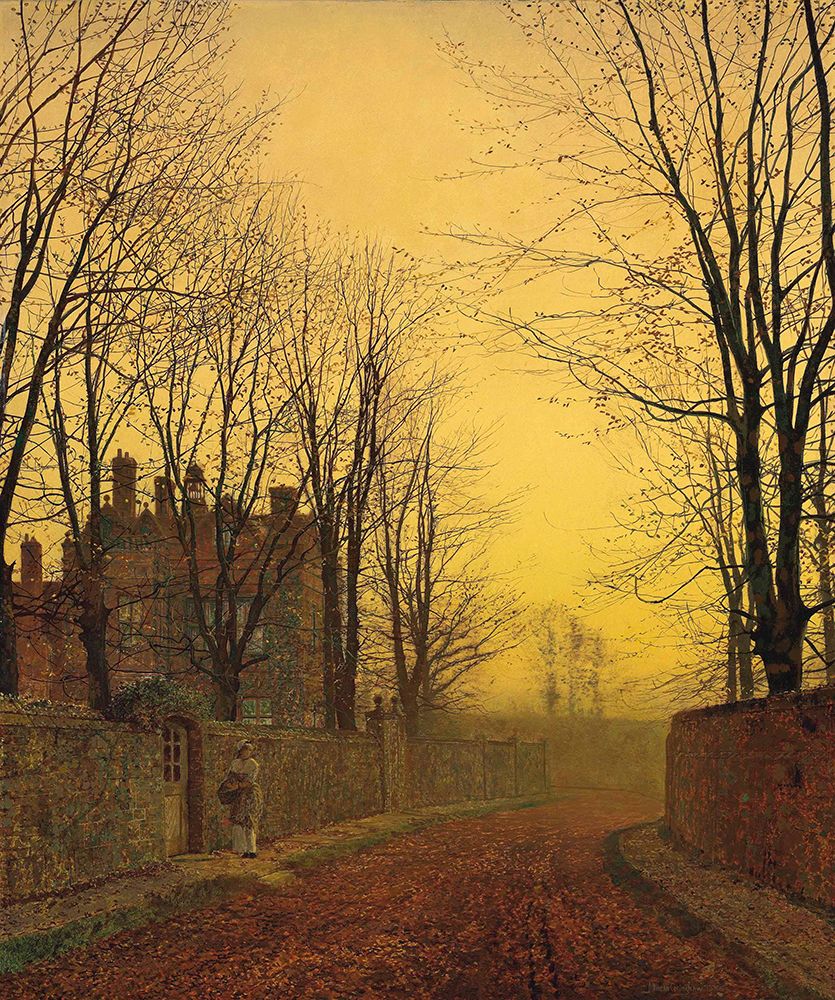 An Autumn Lane art print by John Atkinson Grimshaw for $57.95 CAD