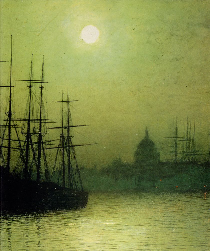 Nightfall Down the Thames detail 1880 art print by John Atkinson Grimshaw for $57.95 CAD