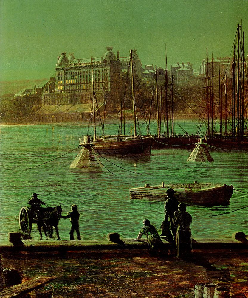 Scarborough Bay detail 1871 art print by John Atkinson Grimshaw for $57.95 CAD
