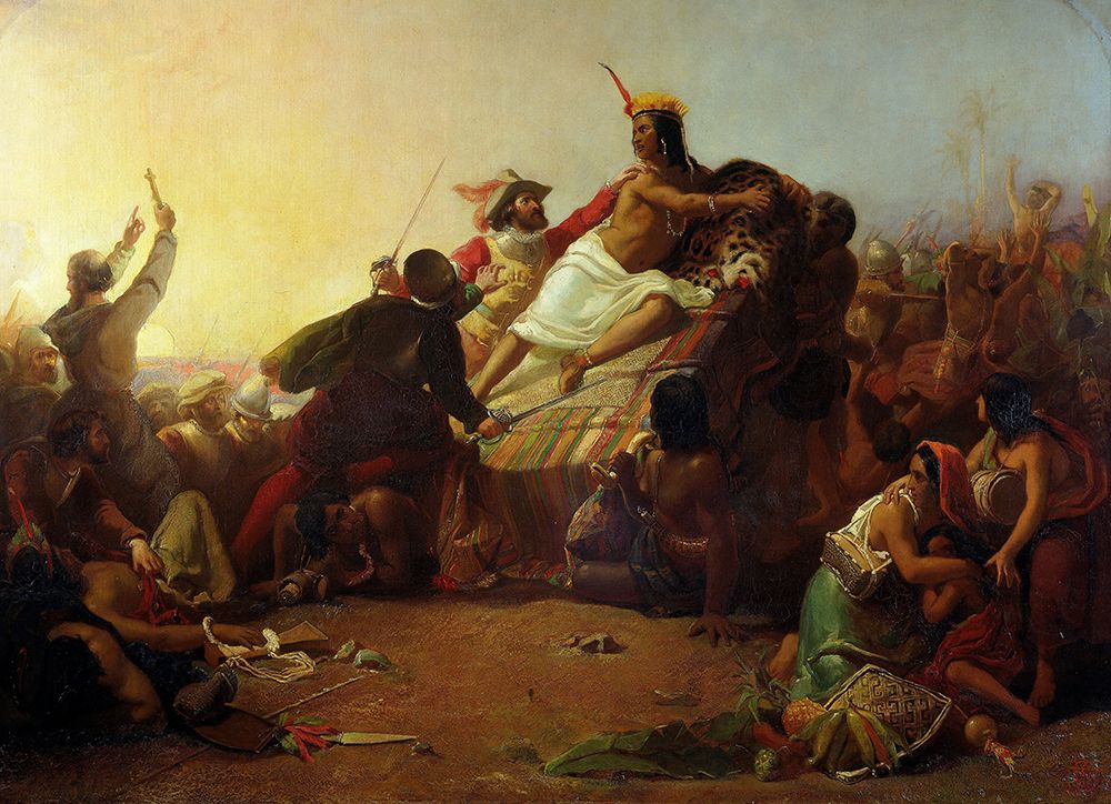 Pizarro Seizing the Inca of Peru 1846 art print by John Everett Millais for $57.95 CAD