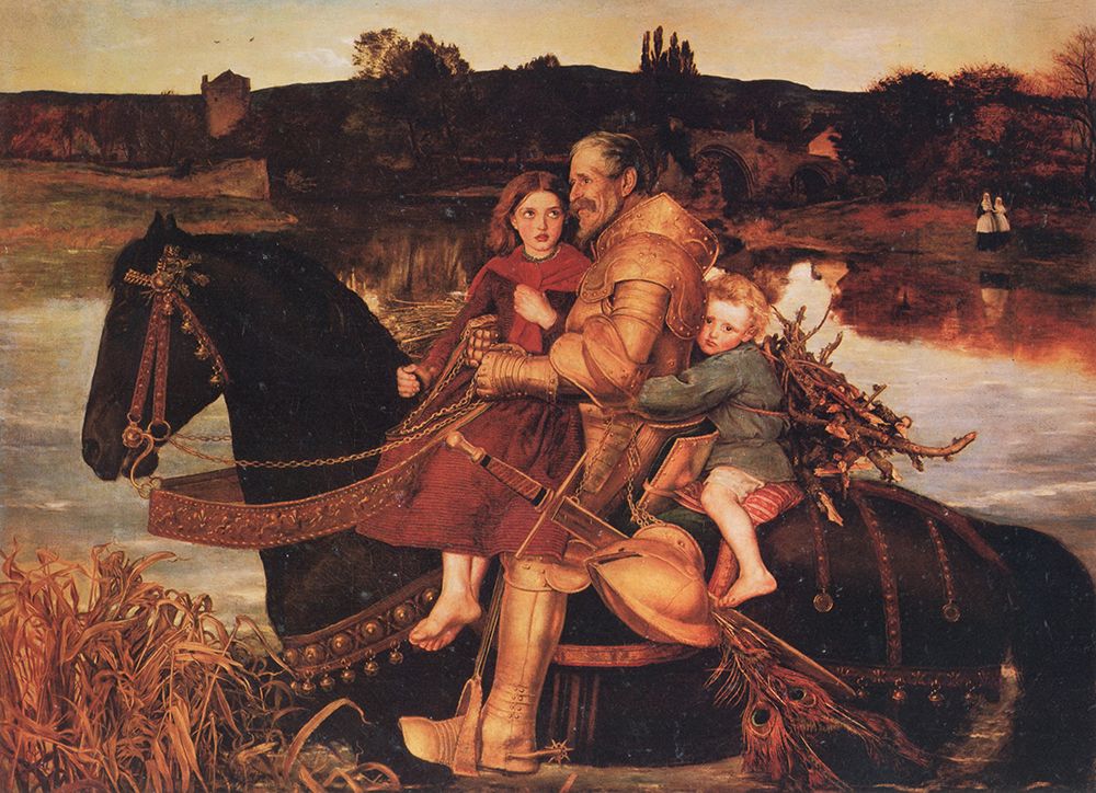 Sir Isumbrian at the Ford 1857 art print by John Everett Millais for $57.95 CAD