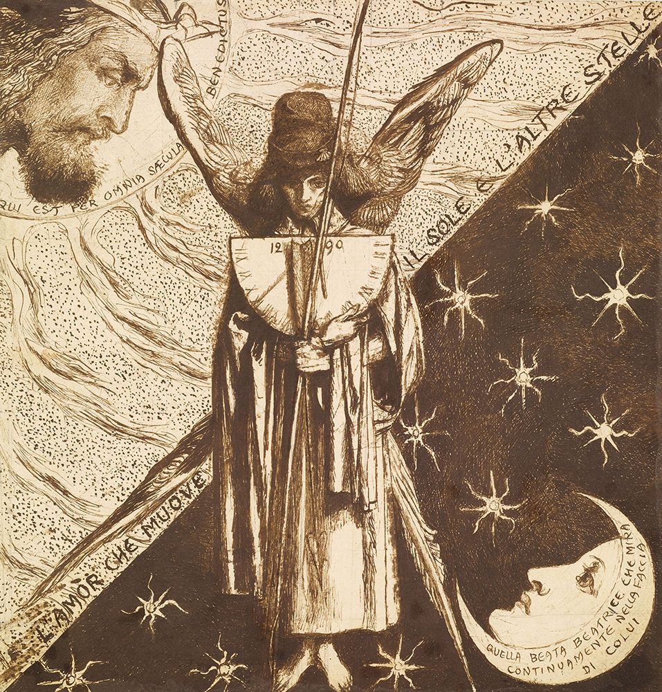 Dantis Amor Finished Study 1860 art print by Dante Gabriel Rossetti for $57.95 CAD
