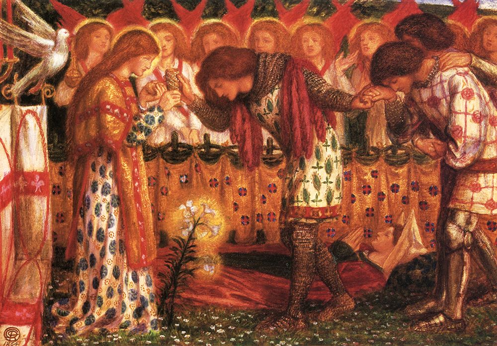 How Sir Galahad was fed with Sanc Grael 1864 art print by Dante Gabriel Rossetti for $57.95 CAD