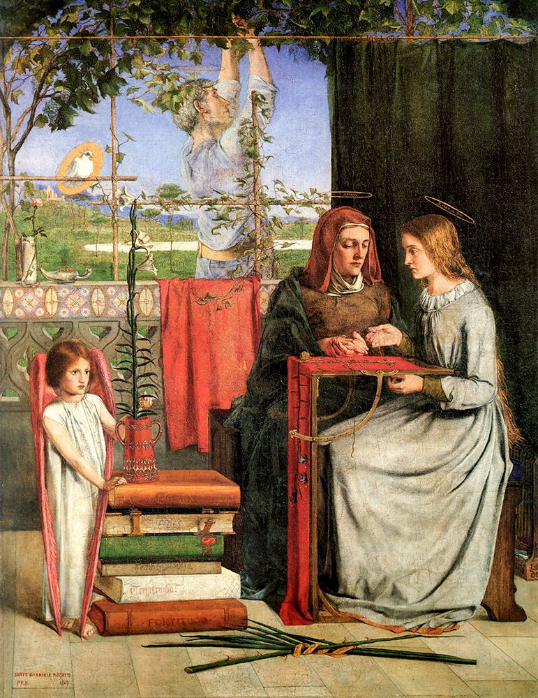 The Girlhood of Mary Virgin 1849 art print by Dante Gabriel Rossetti for $57.95 CAD