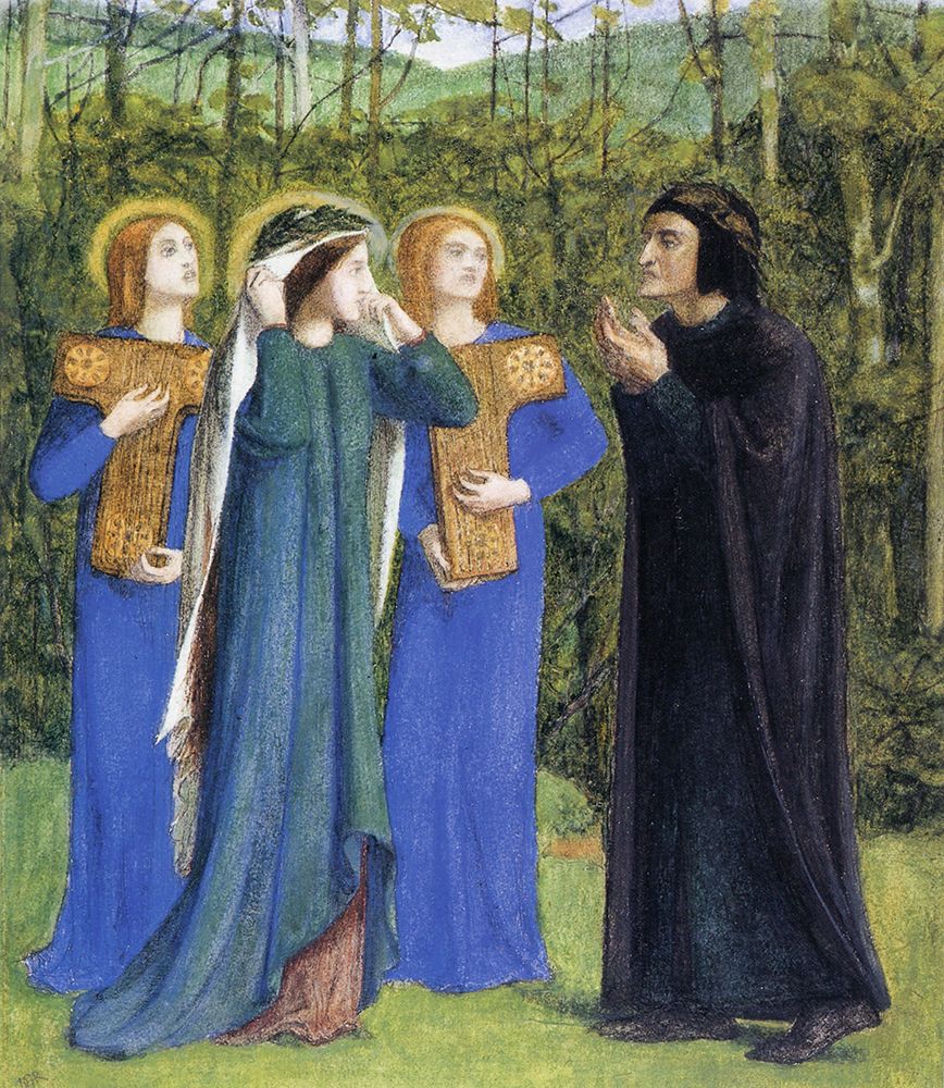 The Meeting of Dante and Beatrice in Paradise ca 1853 art print by Dante Gabriel Rossetti for $57.95 CAD