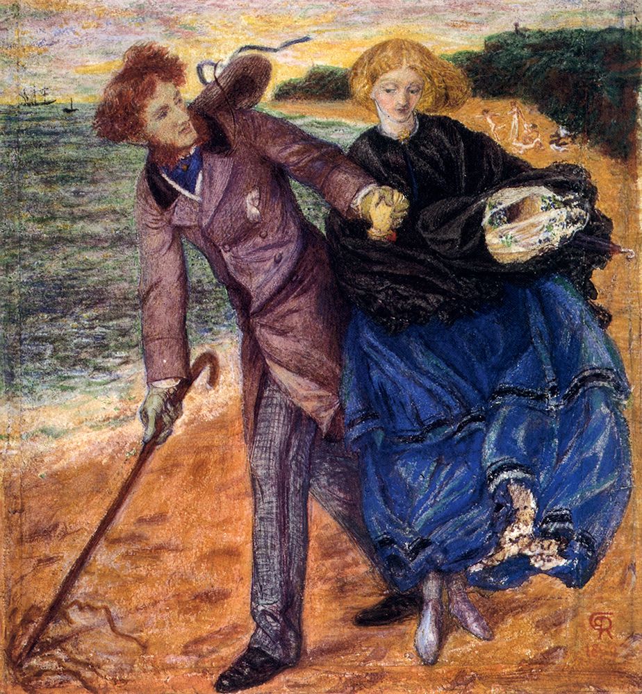 Writing on the Sand 1859 art print by Dante Gabriel Rossetti for $57.95 CAD