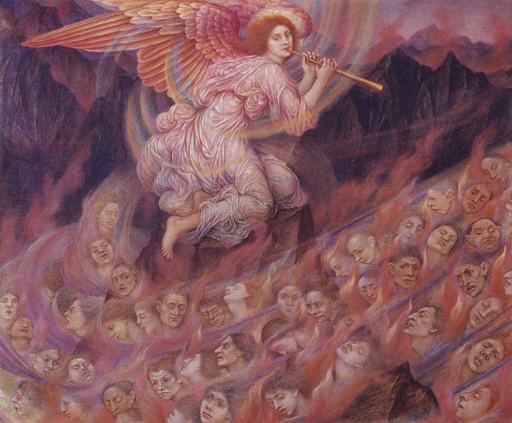 An Angel Piping to the Souls in Hell ca 1910 art print by Evelyn De Morgan for $57.95 CAD