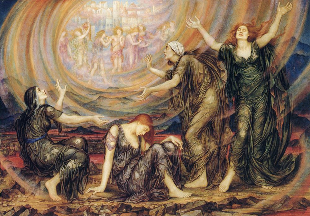 The Mourners 1915 art print by Evelyn De Morgan for $57.95 CAD