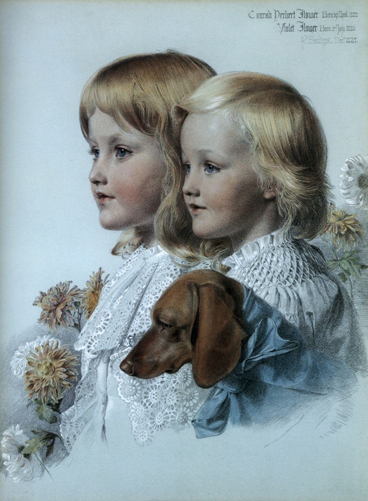 Conrad Herbert and Violet Flower 1885 art print by Frederick Sandys for $57.95 CAD