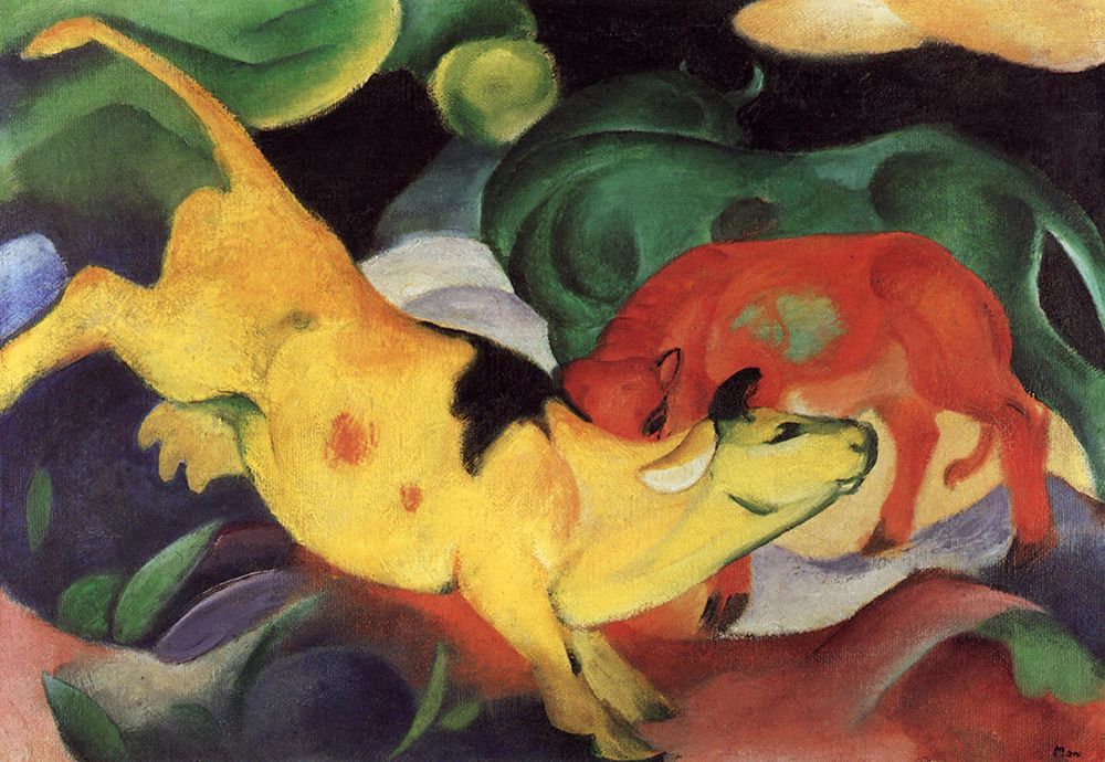 Cows, Yellow Red and Green 1912 art print by Franz Marc for $57.95 CAD