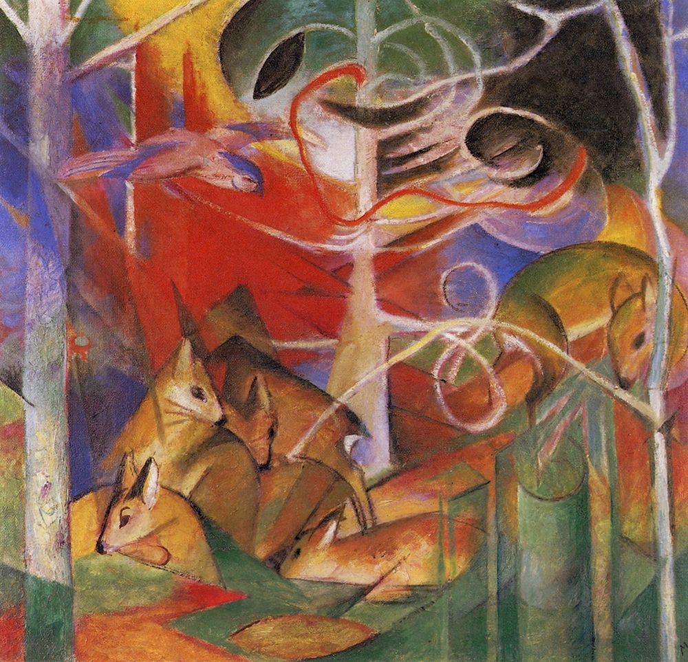 Deer in the Forest 1913 art print by Franz Marc for $57.95 CAD