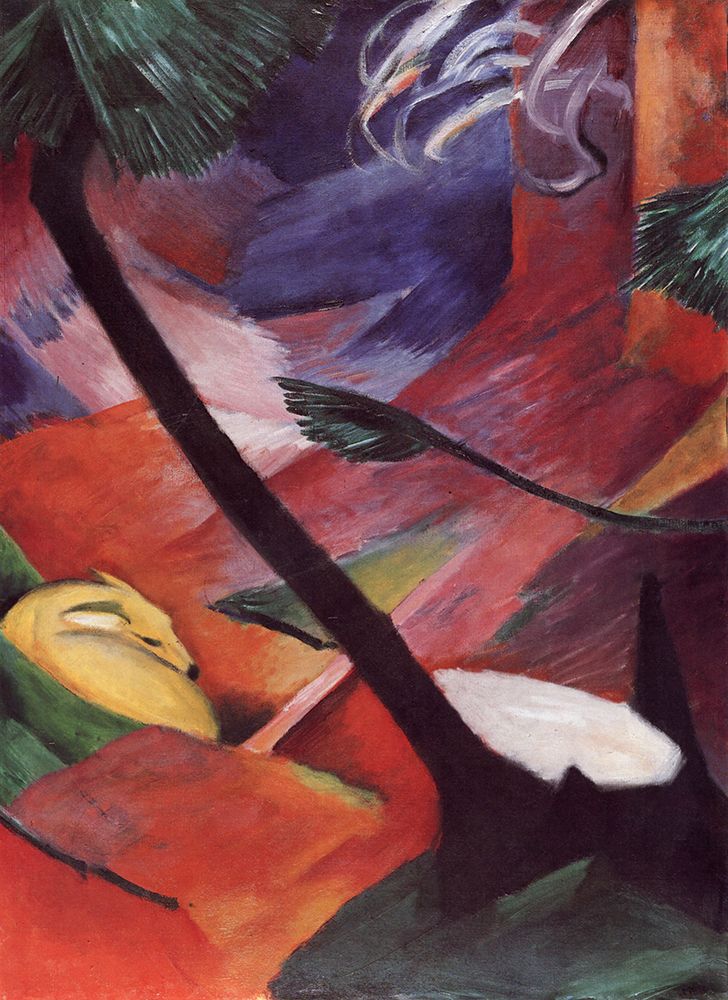 Deer in the Woods II 1912 art print by Franz Marc for $57.95 CAD