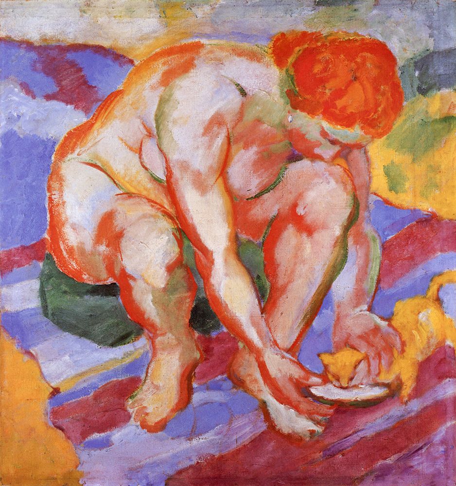Nude with Cat 1910 art print by Franz Marc for $57.95 CAD