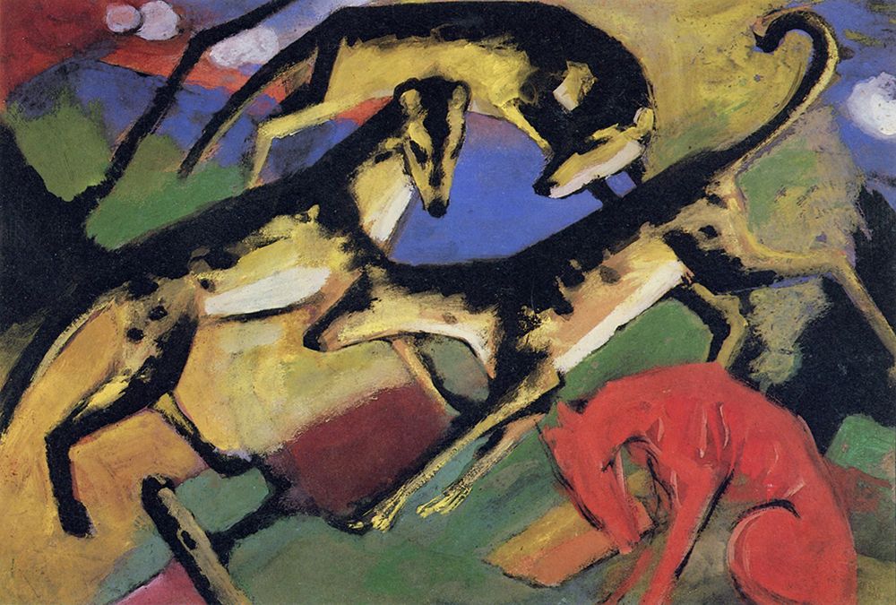 Playing Dogs ca 1912 art print by Franz Marc for $57.95 CAD