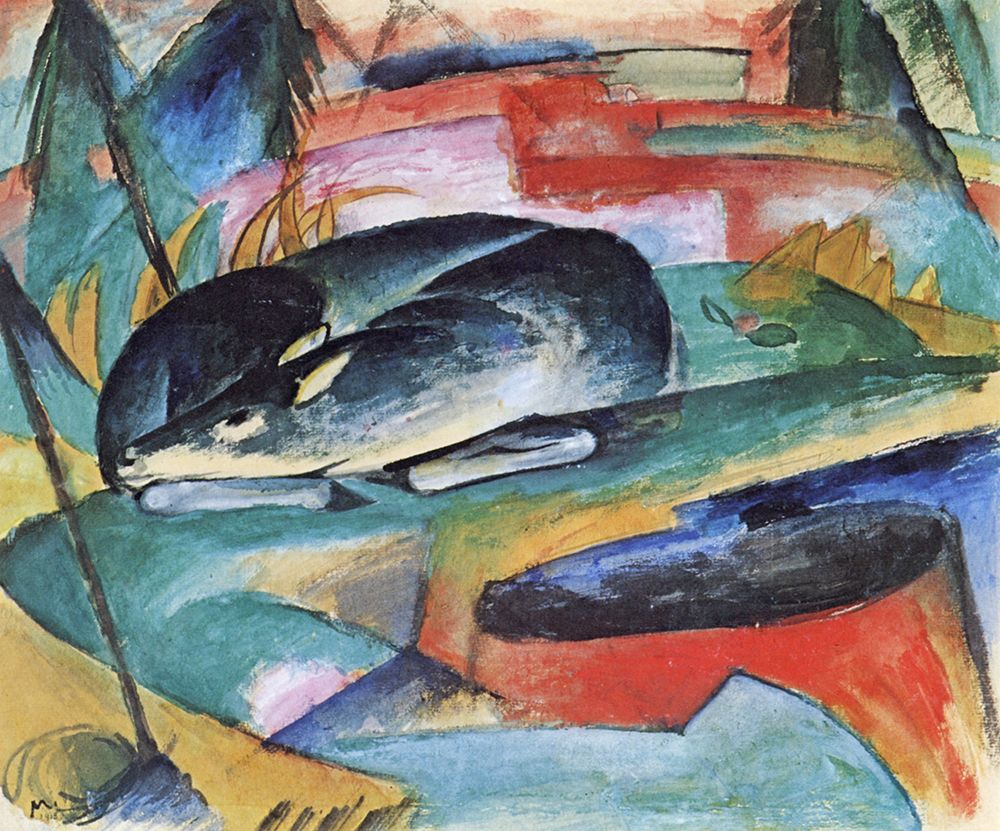 Sleeping Deer 1913 art print by Franz Marc for $57.95 CAD