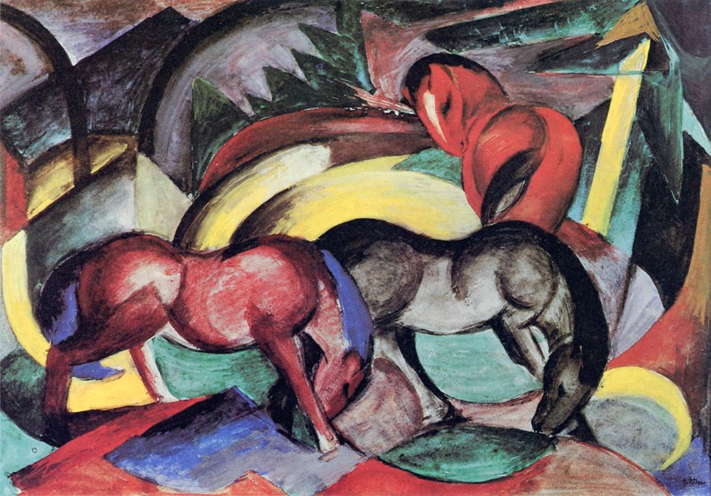 Three Horses 1912 art print by Franz Marc for $57.95 CAD