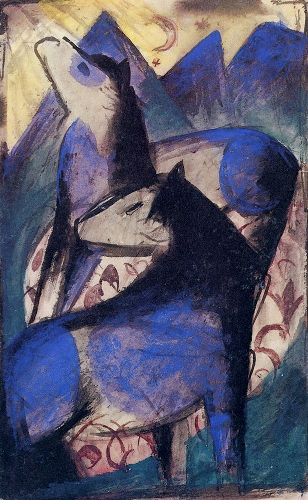 Two Blue Horses 1913 art print by Franz Marc for $57.95 CAD