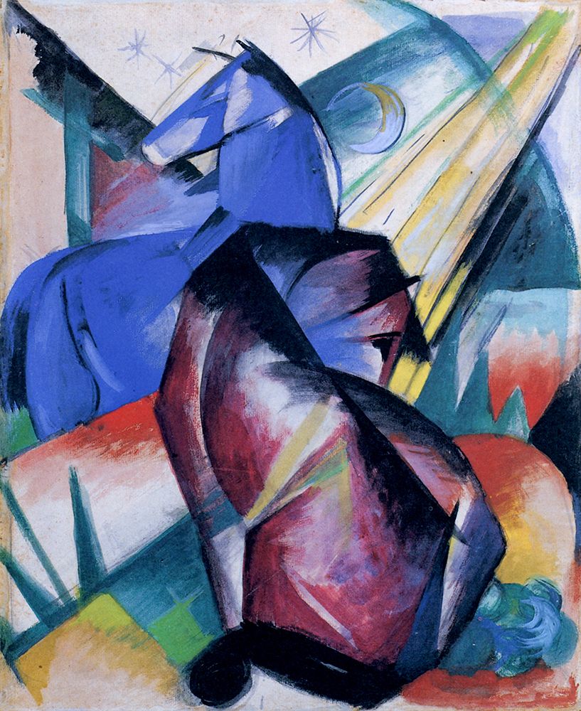 Two Horses, Red and Blue 1912 art print by Franz Marc for $57.95 CAD