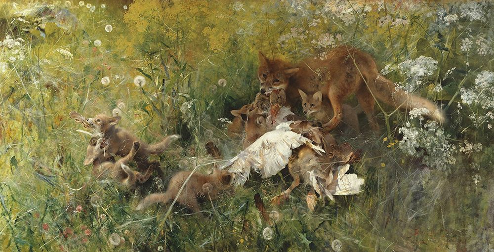 A Fox Family 1886 art print by Bruno Liljefors for $57.95 CAD