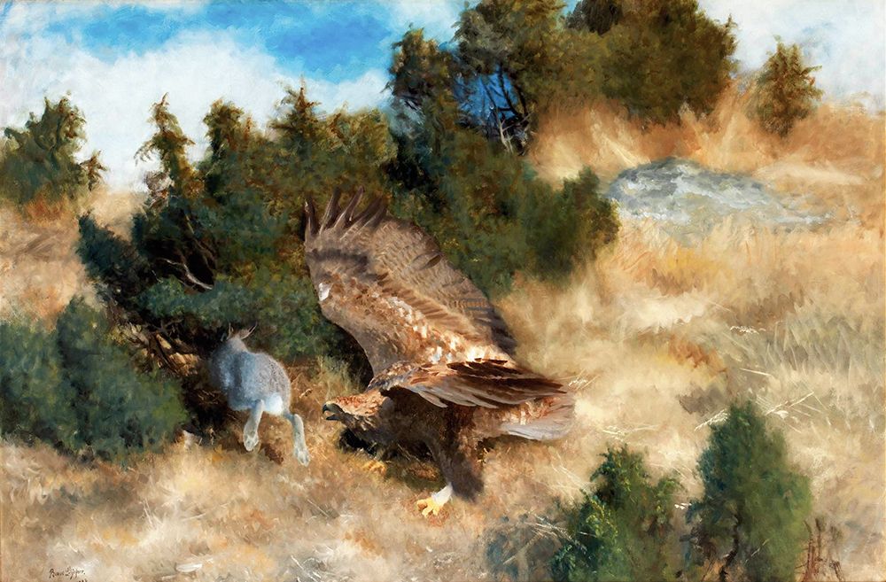 Eagle Hunting a Hare 1924 art print by Bruno Liljefors for $57.95 CAD