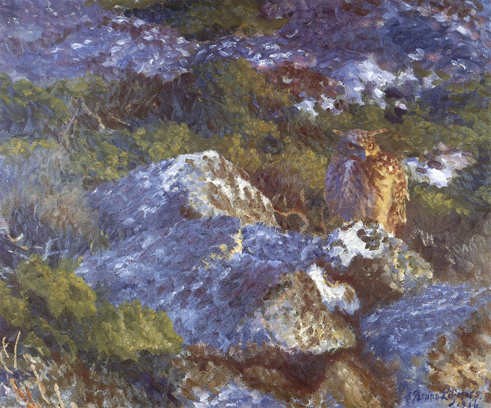 Eagle Owl on Rock 1916 art print by Bruno Liljefors for $57.95 CAD