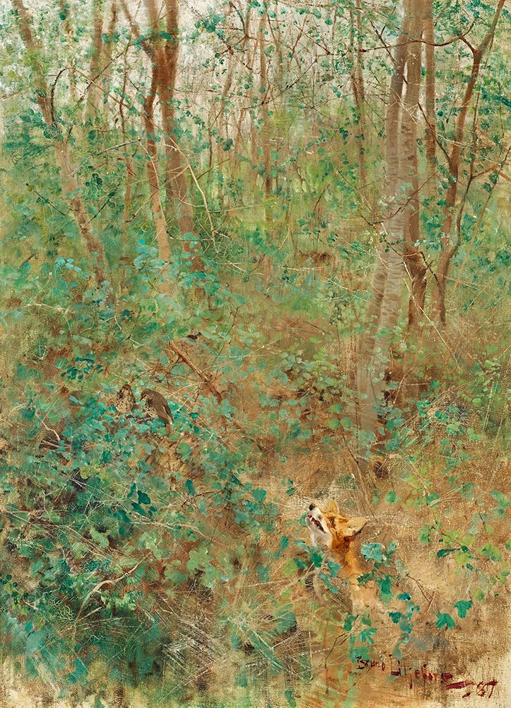 Fox Hunting Thrushes 1887 art print by Bruno Liljefors for $57.95 CAD