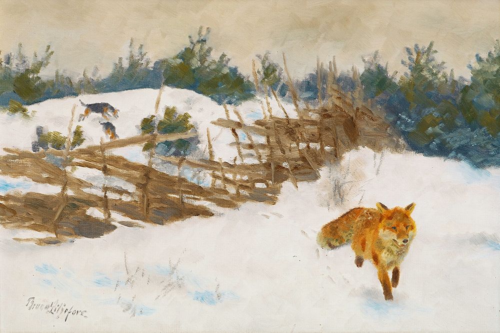 Fox in Winter Landscape ca 1939 art print by Bruno Liljefors for $57.95 CAD