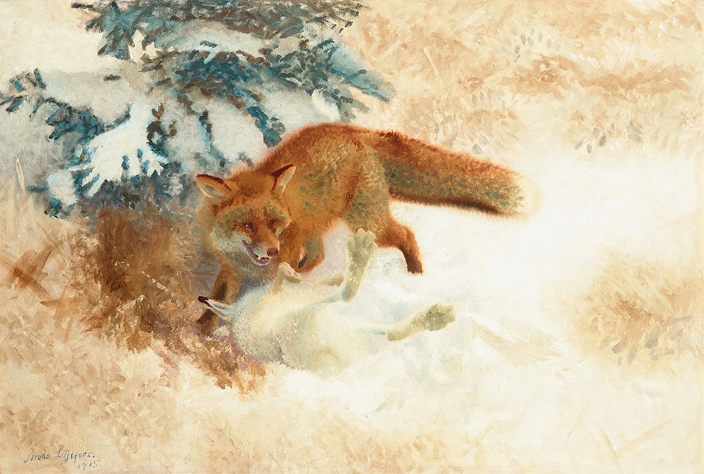 Fox with Dead Hare 1915 art print by Bruno Liljefors for $57.95 CAD