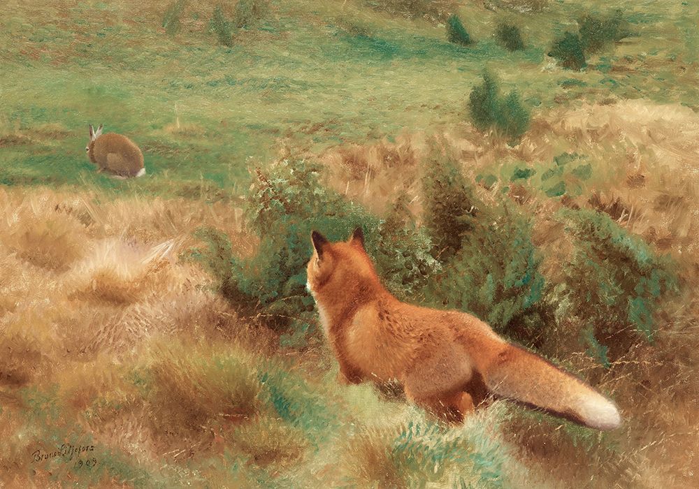 Fox with Hare 1909 art print by Bruno Liljefors for $57.95 CAD