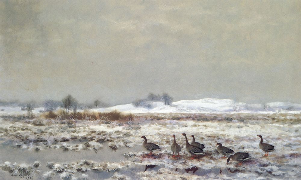 Geese in Winter 1927 art print by Bruno Liljefors for $57.95 CAD