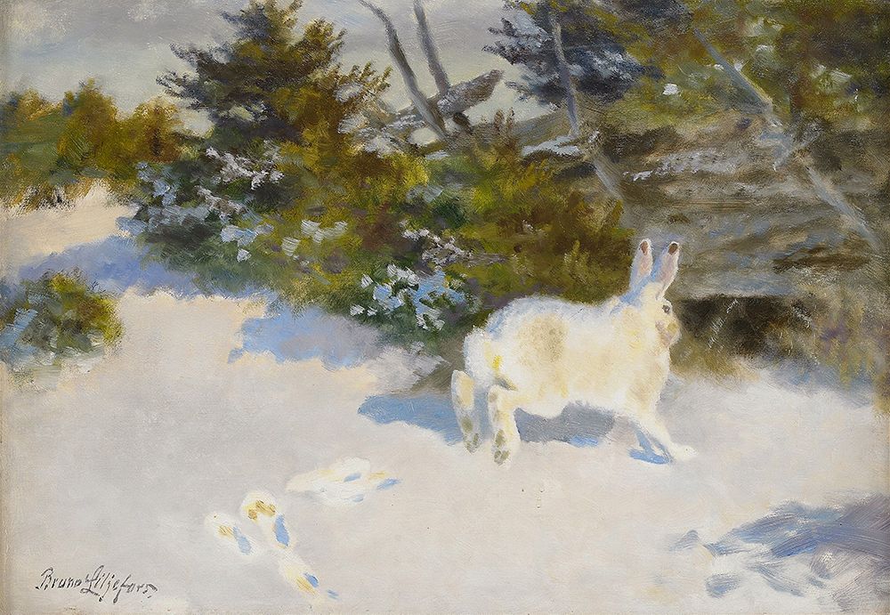 Hare in Winter Landscape 1939 art print by Bruno Liljefors for $57.95 CAD
