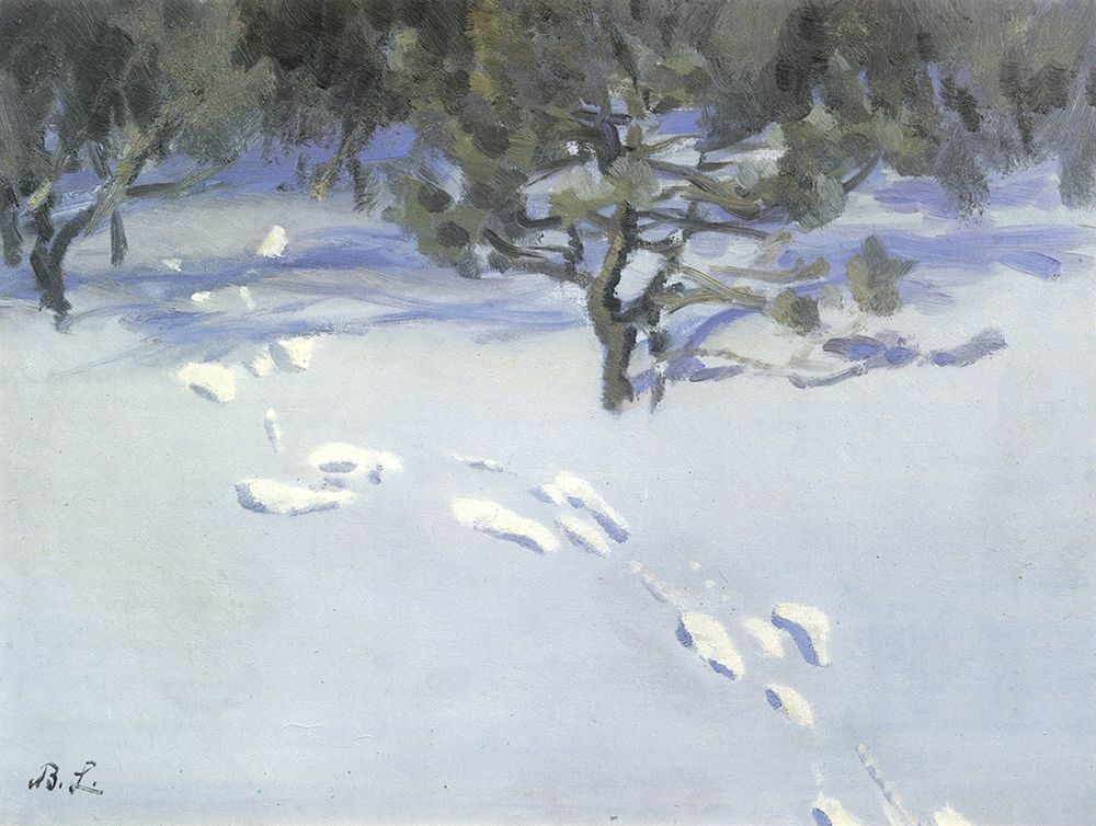 Hare Tracks in Snow ca 1919 art print by Bruno Liljefors for $57.95 CAD