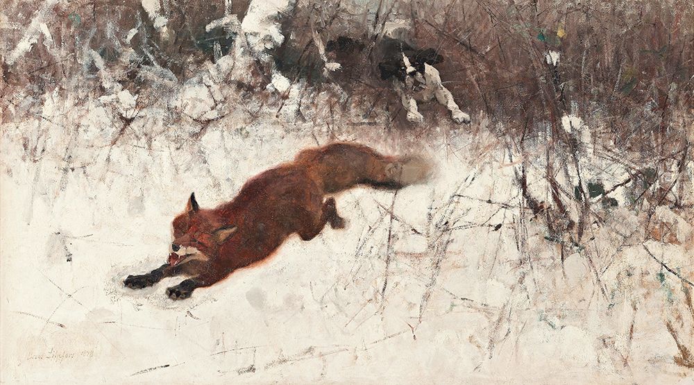 Hunting Dog and Fox 1898 art print by Bruno Liljefors for $57.95 CAD