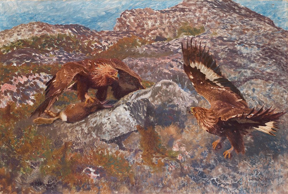 King Eagles with a Hare Kill 1912 art print by Bruno Liljefors for $57.95 CAD