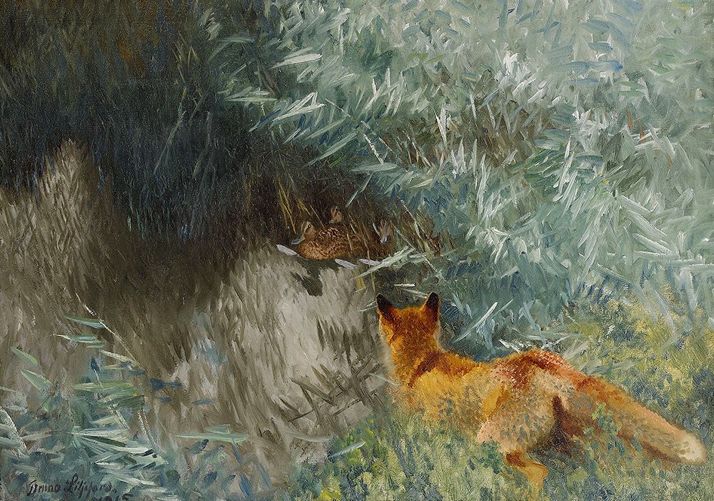 Stalking Fox 1915 art print by Bruno Liljefors for $57.95 CAD