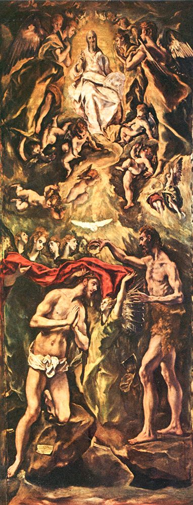 Colegio de Dona High Altar, Baptism of Christ ca 1596 art print by El Greco for $57.95 CAD