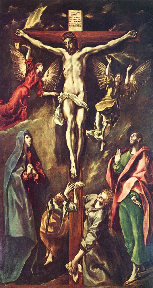 Colegio de Dona High Altar, Crucifixion ca 1596 art print by El Greco for $57.95 CAD
