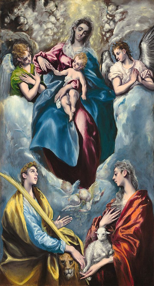 Madonna and Child with Saint Martina and Saint Agnes 1597 art print by El Greco for $57.95 CAD