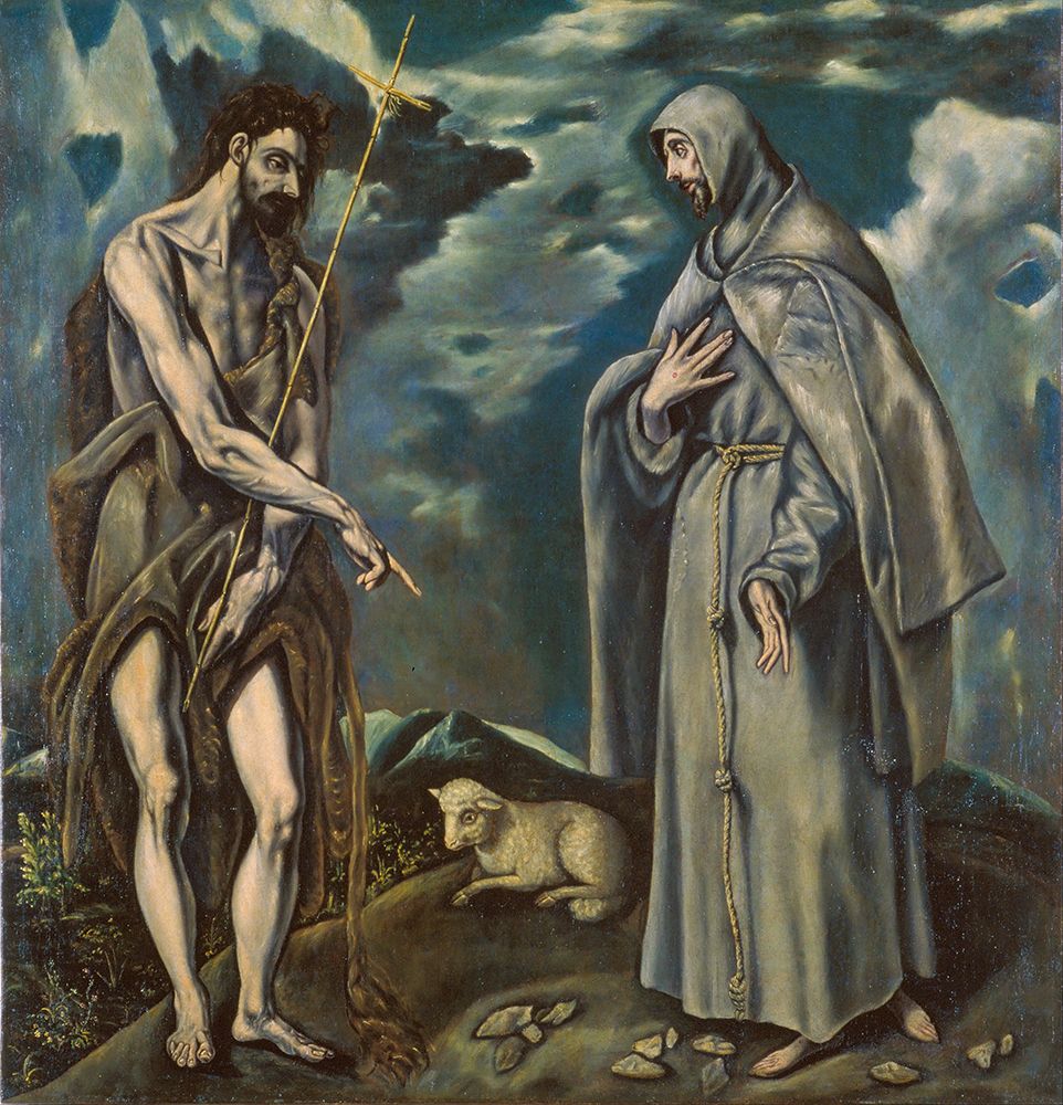 Saint John the Baptist and Saint Francis of Assisi ca 1600 art print by El Greco for $57.95 CAD