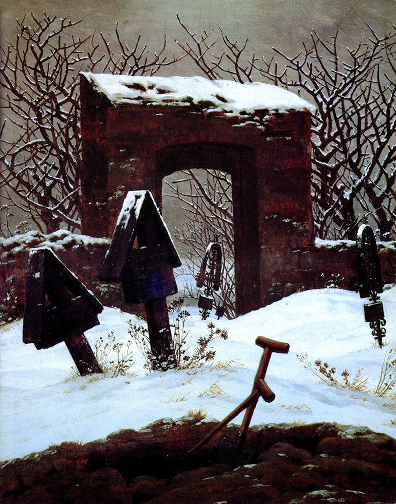 Cemetery in the Snow 1826 art print by Caspar David Friedrich for $57.95 CAD