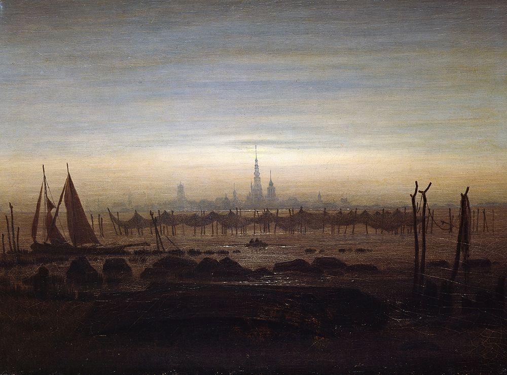 Greifswald in Moonlight 1817 art print by Caspar David Friedrich for $57.95 CAD