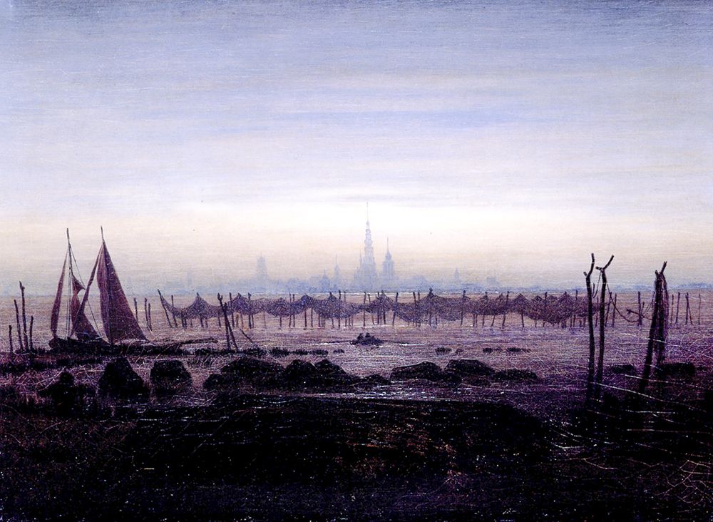 Greifswald in Moonlight ca 1817 art print by Caspar David Friedrich for $57.95 CAD