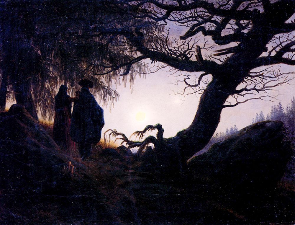 Man and Woman Contemplating the Moon ca 1818 art print by Caspar David Friedrich for $57.95 CAD